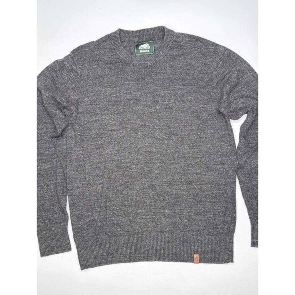 Roots Men's Heathered Grey Crew Neck Long Sleeve Cotton Sweater Size S/P
